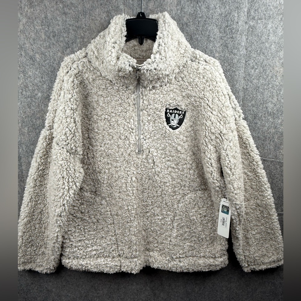 NFL Team Apparel Las Vegas Raiders Womens SZ L‎ & M Quarter Zip Sherpa Sweater
